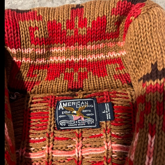 Vintage Ralph Lauren American Living Cardigan Sweater Southwestern Aztec Size L - Picture 5 of 9